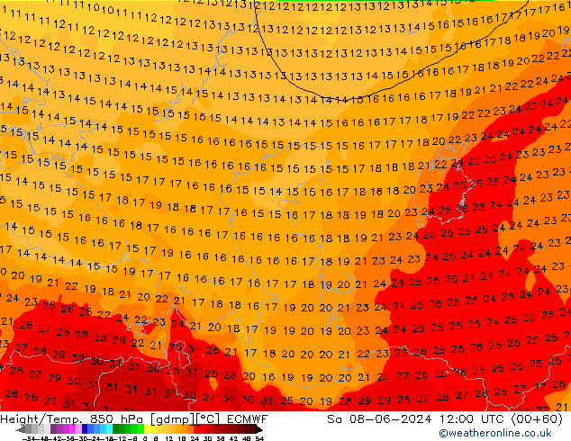 Z500/Rain (+SLP)/Z850 ECMWF Sa 08.06.2024 12 UTC