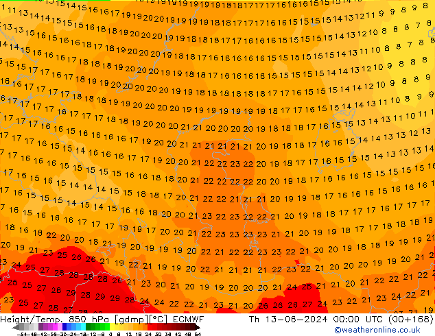 Height/Temp. 850 hPa ECMWF  13.06.2024 00 UTC