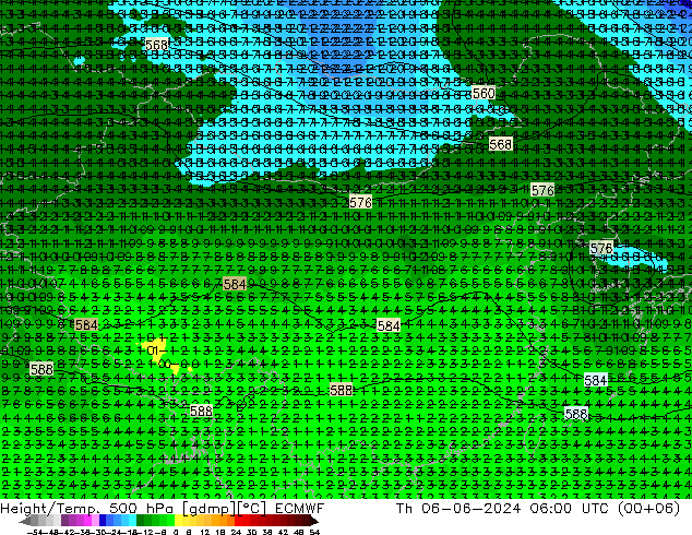 Z500/Rain (+SLP)/Z850 ECMWF gio 06.06.2024 06 UTC