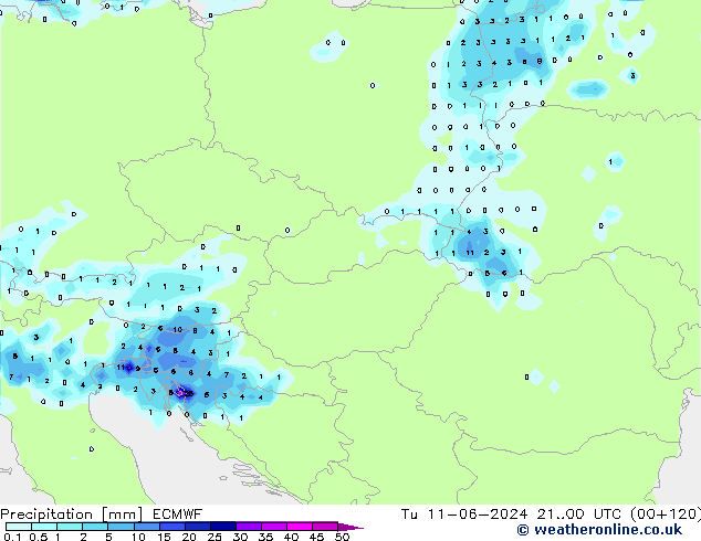 Precipitation ECMWF Tu 11.06.2024 00 UTC