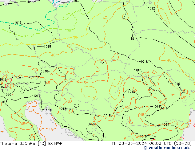 Theta-e 850hPa ECMWF do 06.06.2024 06 UTC