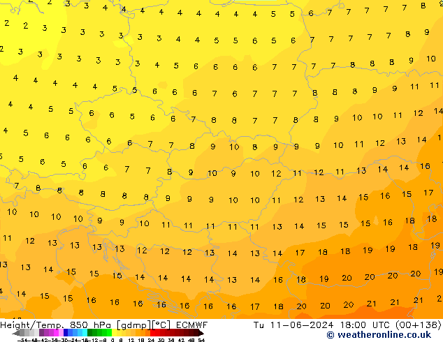 Z500/Yağmur (+YB)/Z850 ECMWF Sa 11.06.2024 18 UTC