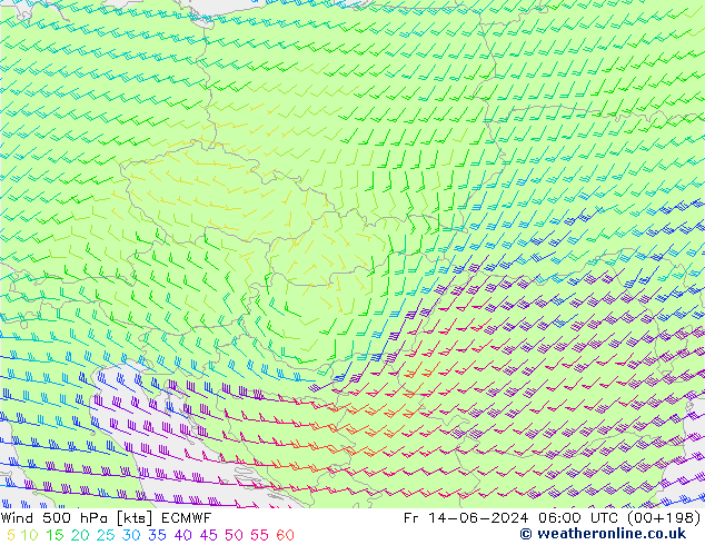 ветер 500 гПа ECMWF пт 14.06.2024 06 UTC