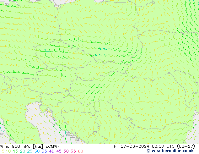 Rüzgar 950 hPa ECMWF Cu 07.06.2024 03 UTC