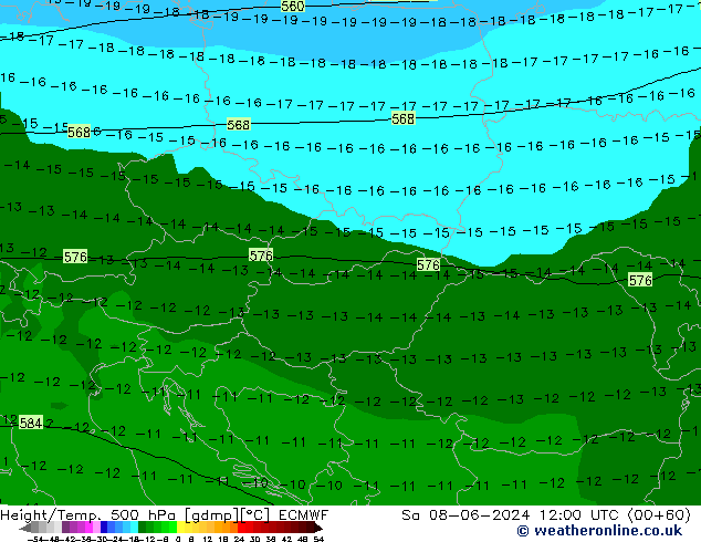 Z500/Rain (+SLP)/Z850 ECMWF Sa 08.06.2024 12 UTC