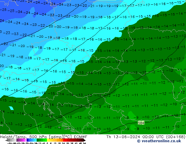 Z500/Rain (+SLP)/Z850 ECMWF Th 13.06.2024 00 UTC