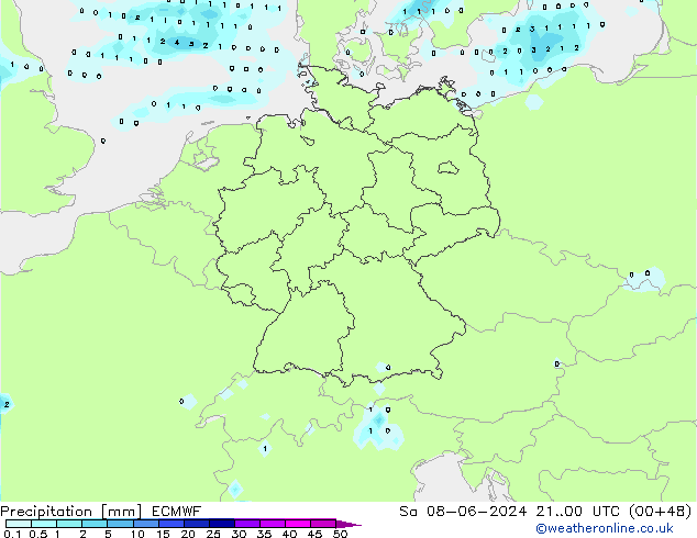 Precipitación ECMWF sáb 08.06.2024 00 UTC