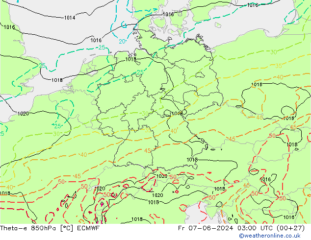 Theta-e 850hPa ECMWF  07.06.2024 03 UTC