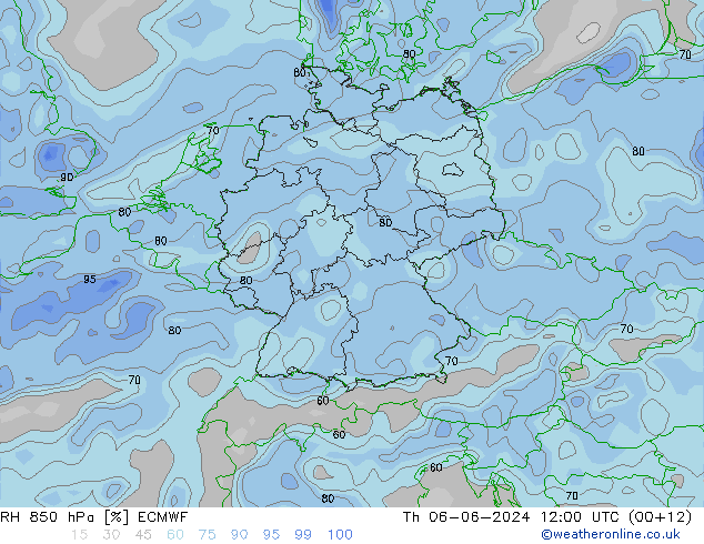 RH 850 hPa ECMWF Do 06.06.2024 12 UTC