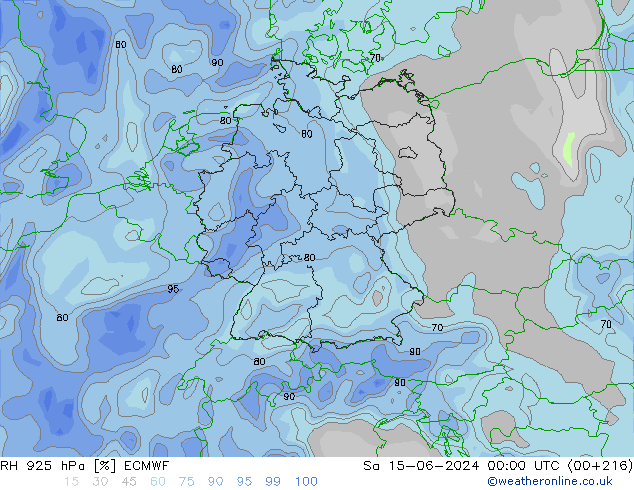 RH 925 hPa ECMWF so. 15.06.2024 00 UTC