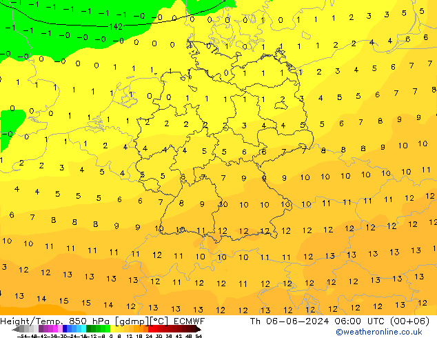 Z500/Rain (+SLP)/Z850 ECMWF Th 06.06.2024 06 UTC