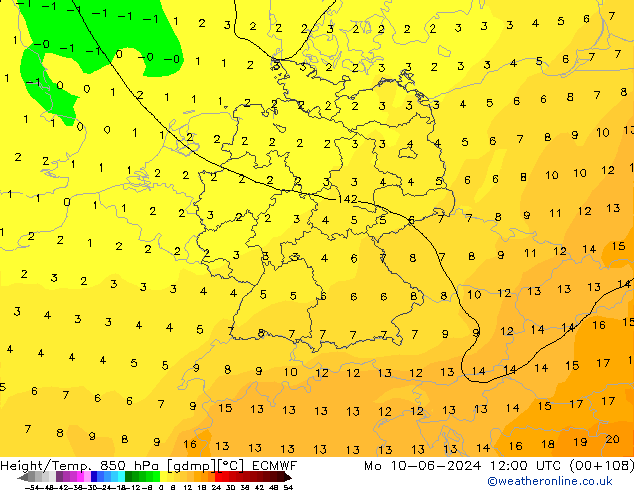 Z500/Rain (+SLP)/Z850 ECMWF Mo 10.06.2024 12 UTC