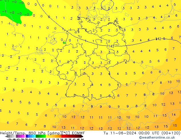 Z500/Rain (+SLP)/Z850 ECMWF Ter 11.06.2024 00 UTC