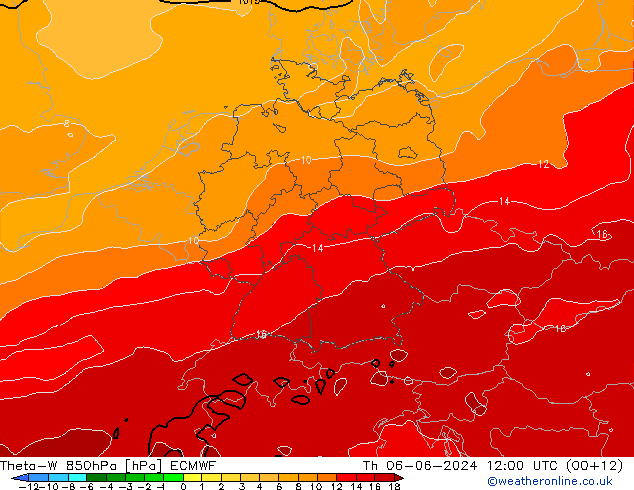 Theta-W 850hPa ECMWF Th 06.06.2024 12 UTC