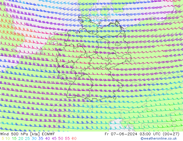 Wind 500 hPa ECMWF Fr 07.06.2024 03 UTC