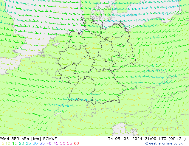 Rüzgar 850 hPa ECMWF Per 06.06.2024 21 UTC