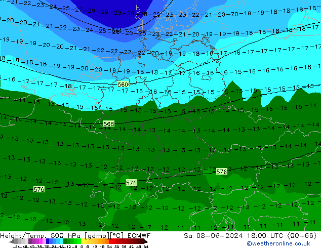 Z500/Rain (+SLP)/Z850 ECMWF Sa 08.06.2024 18 UTC