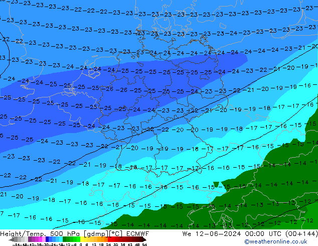 Z500/Rain (+SLP)/Z850 ECMWF mié 12.06.2024 00 UTC