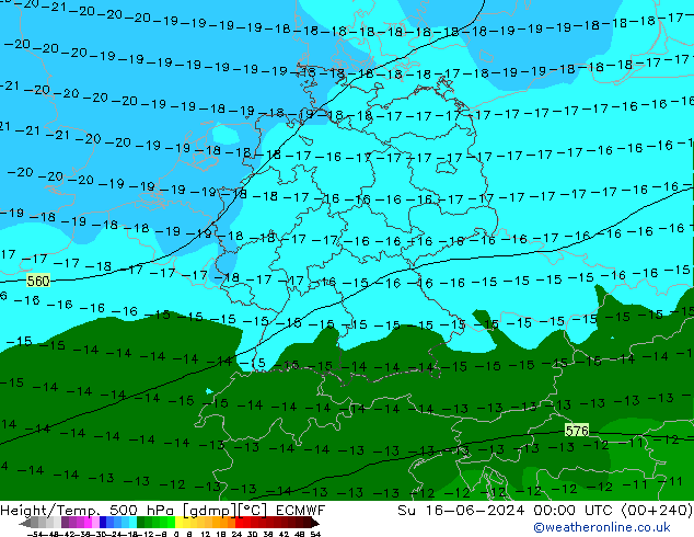 Geop./Temp. 500 hPa ECMWF dom 16.06.2024 00 UTC