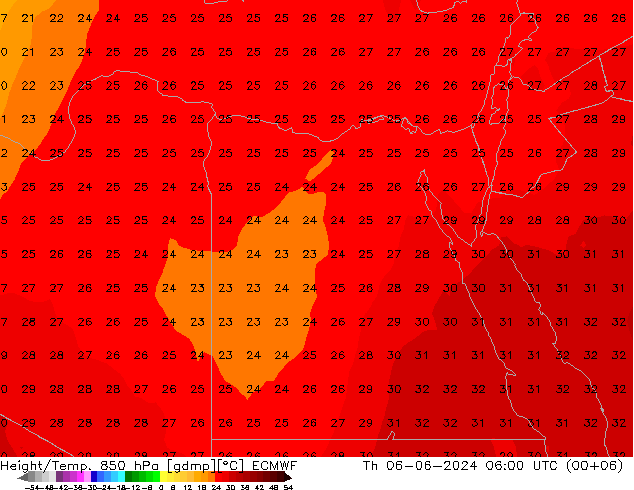 Z500/Rain (+SLP)/Z850 ECMWF Čt 06.06.2024 06 UTC