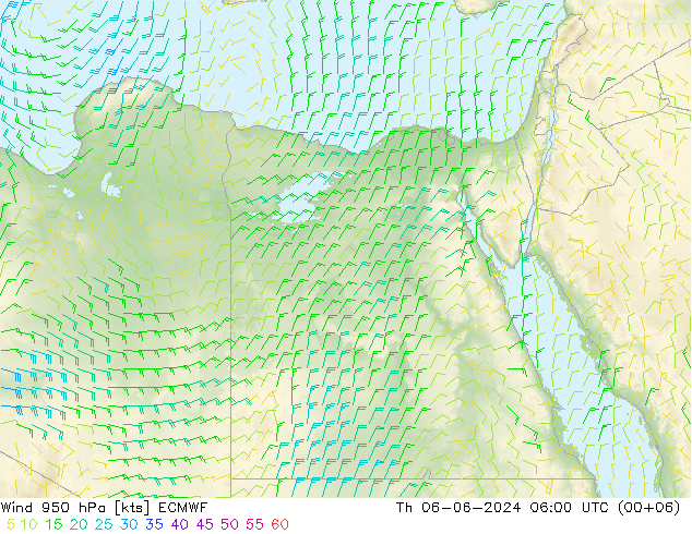 Wind 950 hPa ECMWF do 06.06.2024 06 UTC