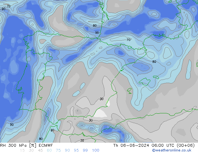 RH 300 hPa ECMWF  06.06.2024 06 UTC