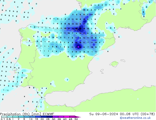 Z500/Rain (+SLP)/Z850 ECMWF Su 09.06.2024 06 UTC