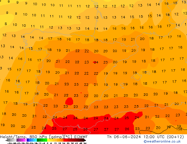 Z500/Rain (+SLP)/Z850 ECMWF Qui 06.06.2024 12 UTC