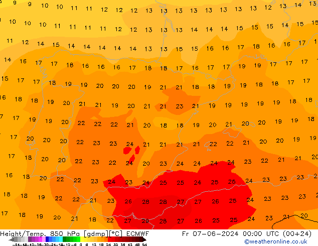 Z500/Yağmur (+YB)/Z850 ECMWF Cu 07.06.2024 00 UTC