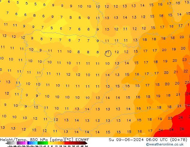 Z500/Rain (+SLP)/Z850 ECMWF Su 09.06.2024 06 UTC