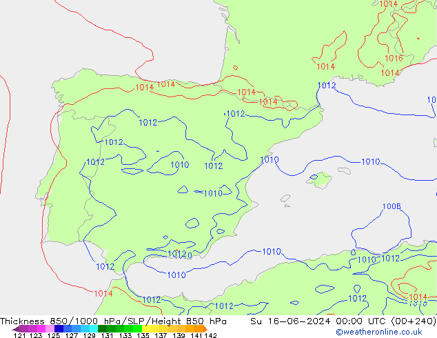 Thck 850-1000 hPa ECMWF Su 16.06.2024 00 UTC