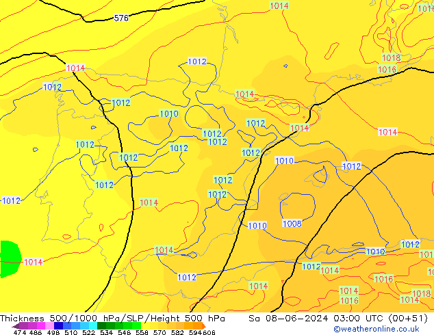 Thck 500-1000hPa ECMWF so. 08.06.2024 03 UTC