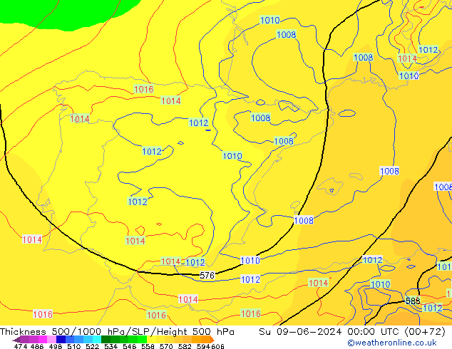 Thck 500-1000hPa ECMWF dim 09.06.2024 00 UTC