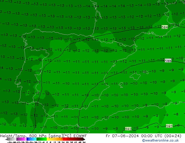 Z500/Yağmur (+YB)/Z850 ECMWF Cu 07.06.2024 00 UTC