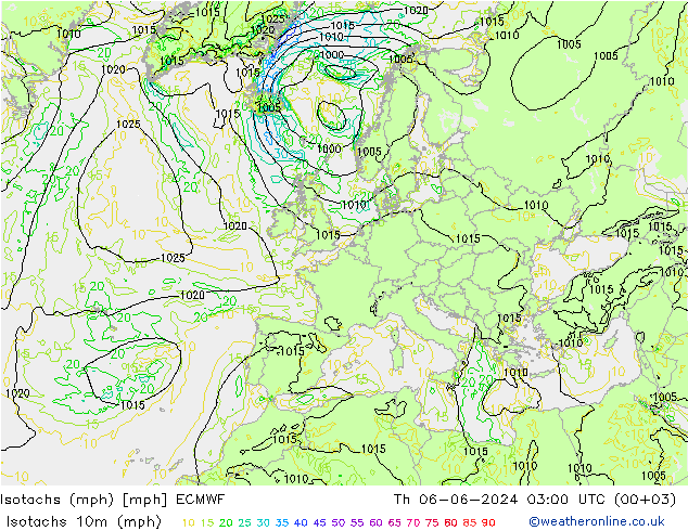 Isotachen (mph) ECMWF do 06.06.2024 03 UTC