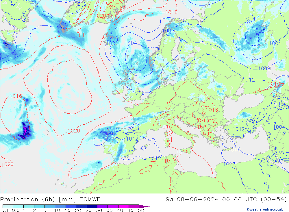 Z500/Rain (+SLP)/Z850 ECMWF sam 08.06.2024 06 UTC