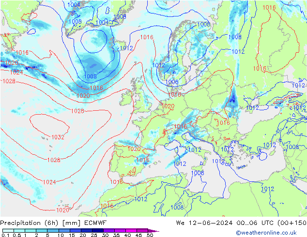 Precipitação (6h) ECMWF Qua 12.06.2024 06 UTC