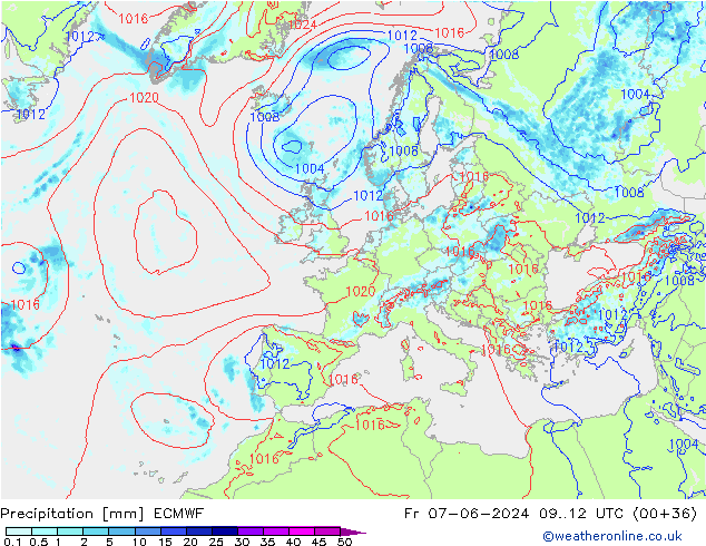 Niederschlag ECMWF Fr 07.06.2024 12 UTC