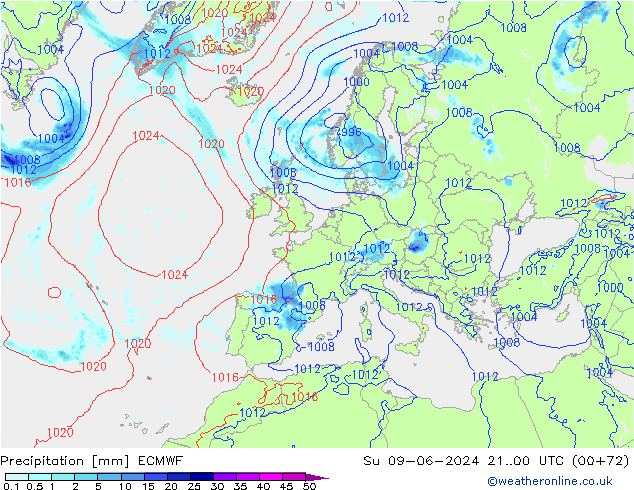 Neerslag ECMWF zo 09.06.2024 00 UTC