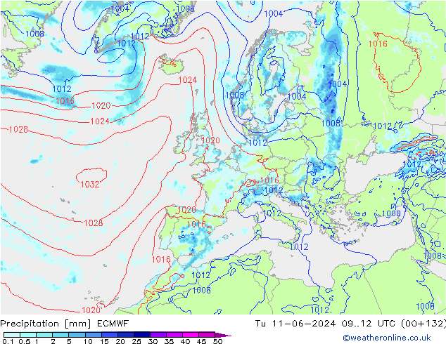 Précipitation ECMWF mar 11.06.2024 12 UTC