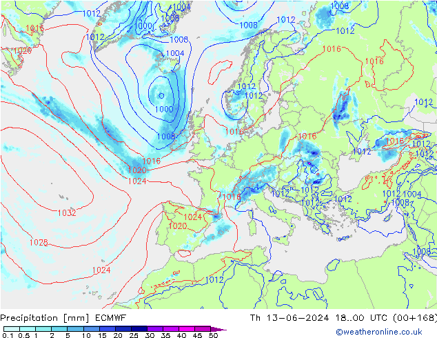 precipitação ECMWF Qui 13.06.2024 00 UTC