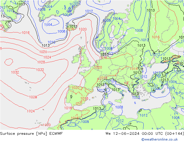 ciśnienie ECMWF śro. 12.06.2024 00 UTC