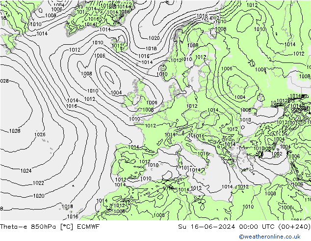 Theta-e 850hPa ECMWF dom 16.06.2024 00 UTC