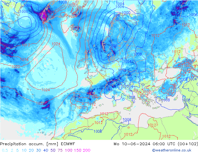 Precipitation accum. ECMWF  10.06.2024 06 UTC