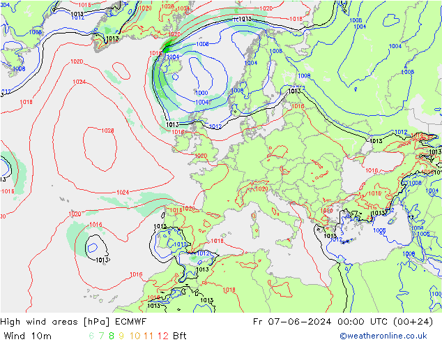 Izotacha ECMWF pt. 07.06.2024 00 UTC