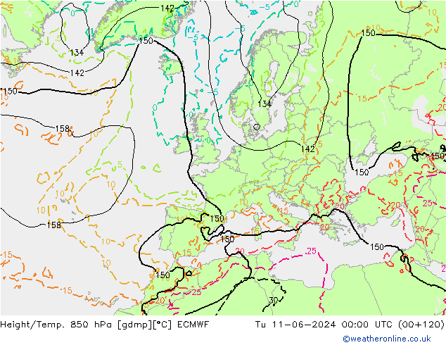 Z500/Rain (+SLP)/Z850 ECMWF Tu 11.06.2024 00 UTC