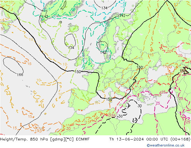 Z500/Rain (+SLP)/Z850 ECMWF Th 13.06.2024 00 UTC