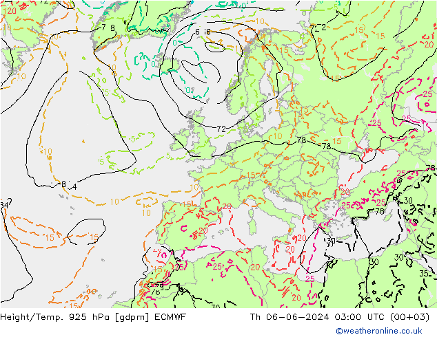 Height/Temp. 925 hPa ECMWF  06.06.2024 03 UTC