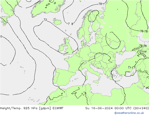 Height/Temp. 925 hPa ECMWF Su 16.06.2024 00 UTC