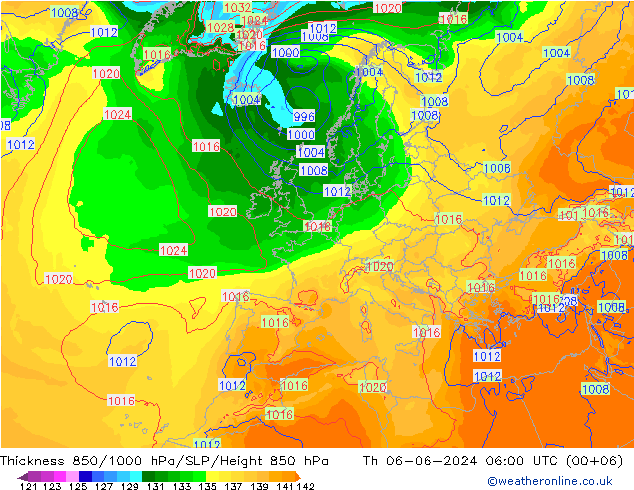 Thck 850-1000 hPa ECMWF  06.06.2024 06 UTC